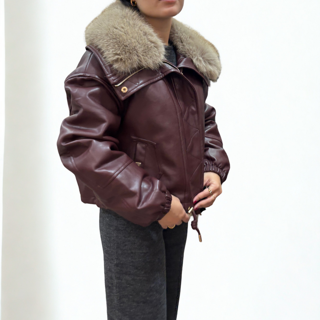 CHAQUETA BURDEOS CON PELOS