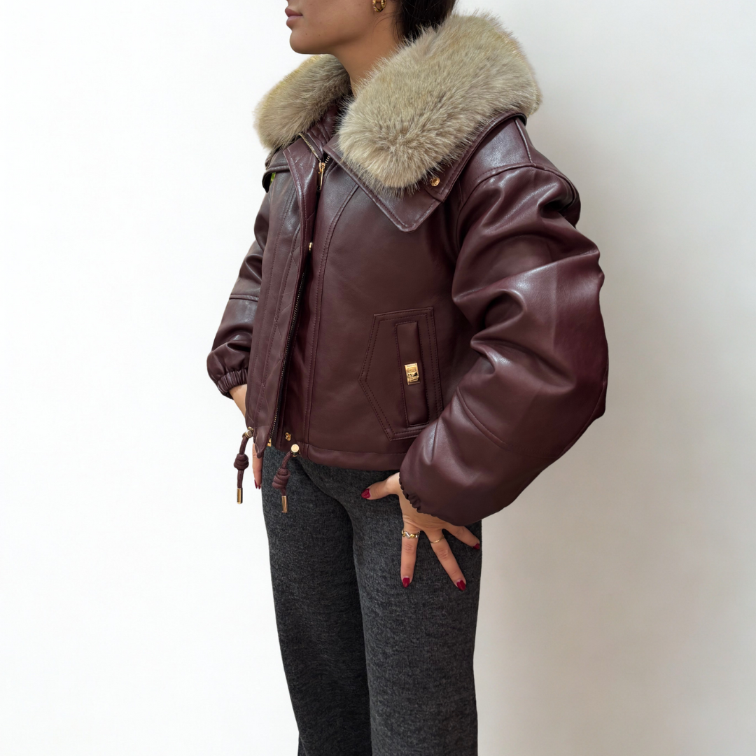 CHAQUETA BURDEOS CON PELOS