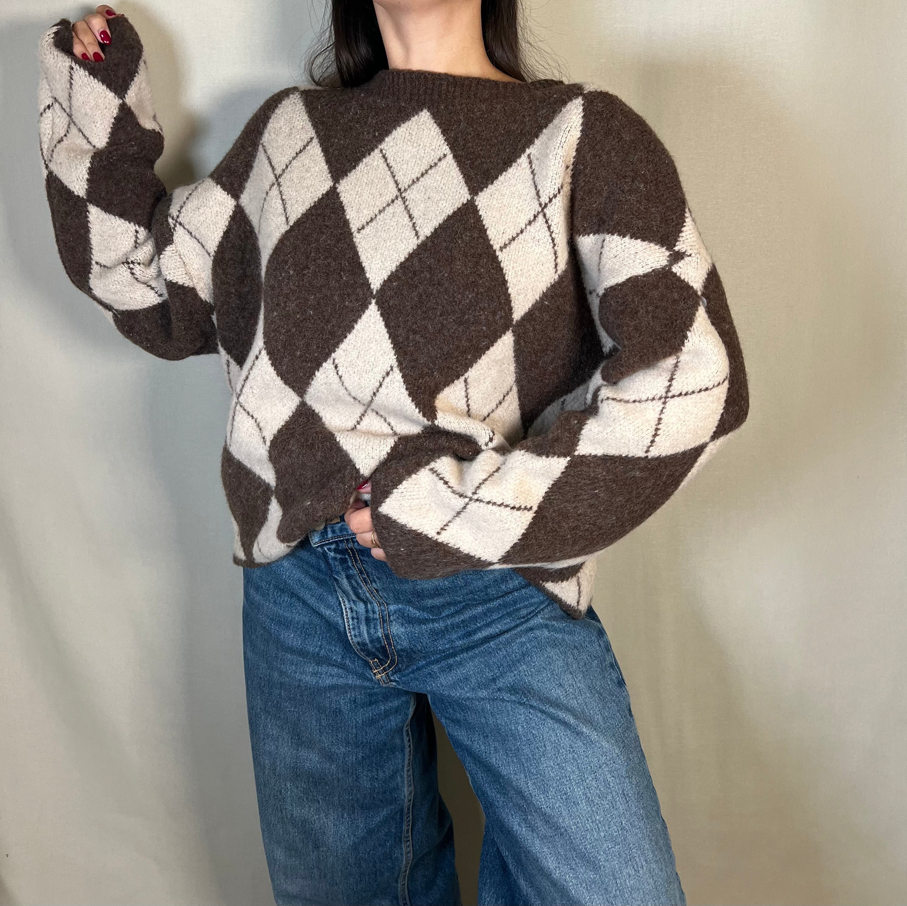 JERSEY DE PUNTO ROMBOS MARRÓN