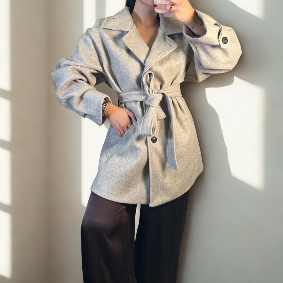 ABRIGO DE PAÑO COLOR BEIGE