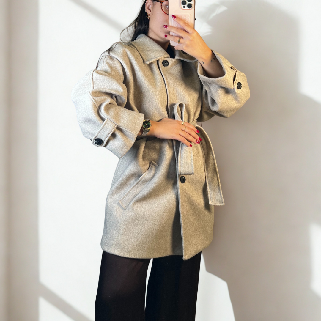 ABRIGO DE PAÑO COLOR BEIGE