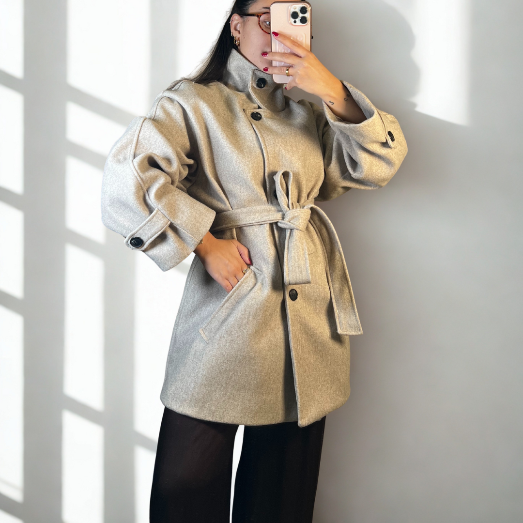 ABRIGO DE PAÑO COLOR BEIGE