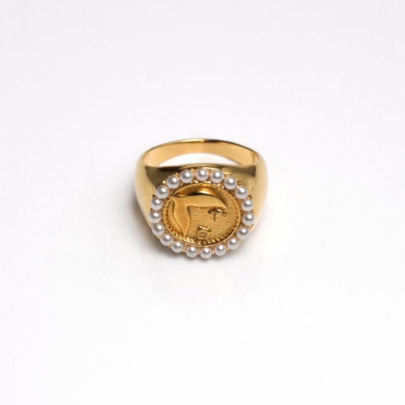 ANILLO SELLO DETALLE PERLAS - Maro Studio
