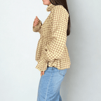 BLUSA MANGAS ABULLONADAS CUADRO - Maro Studio