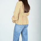 BLUSA MANGAS ABULLONADAS CUADRO - Maro Studio