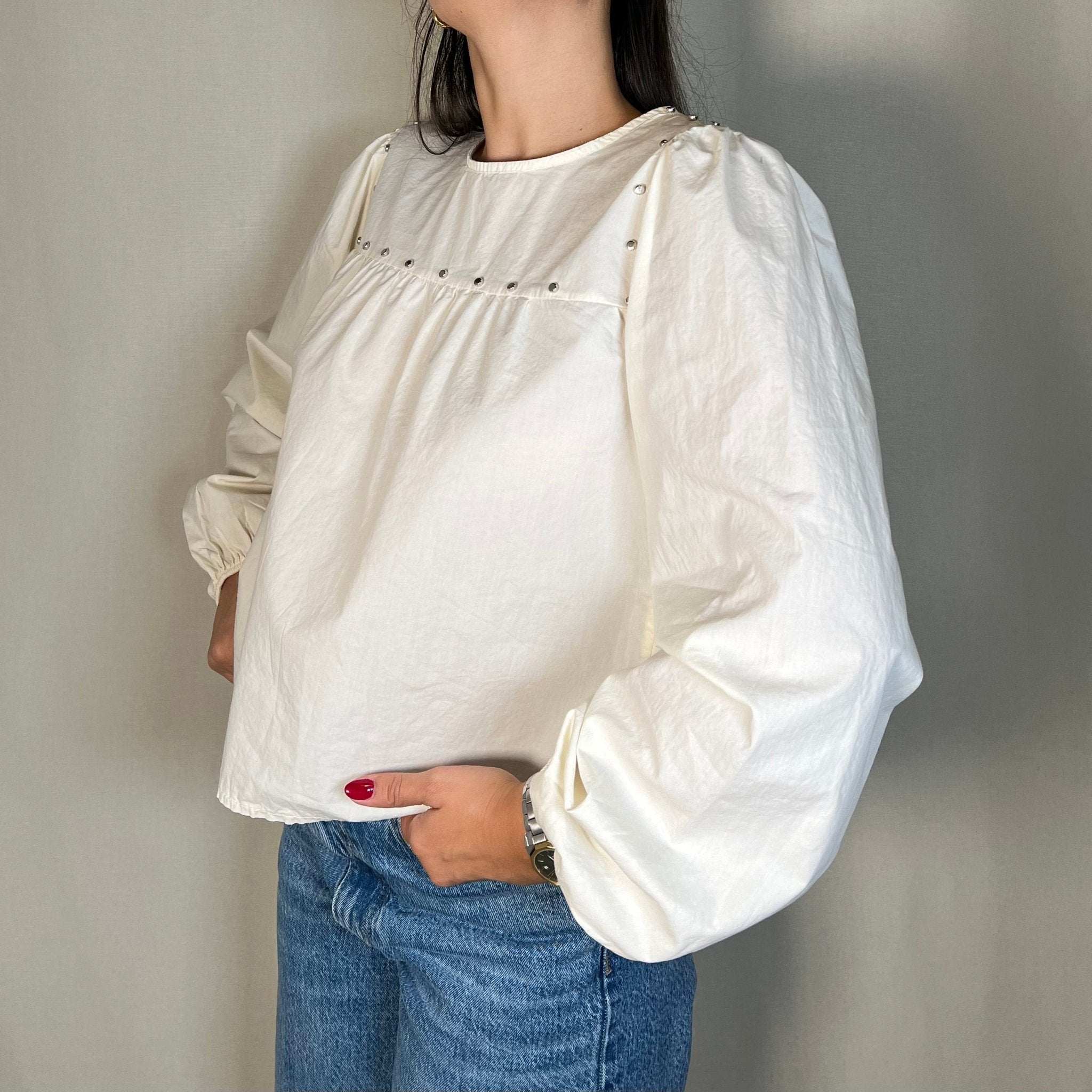BLUSA TACHAS BEIGE - Maro Studio