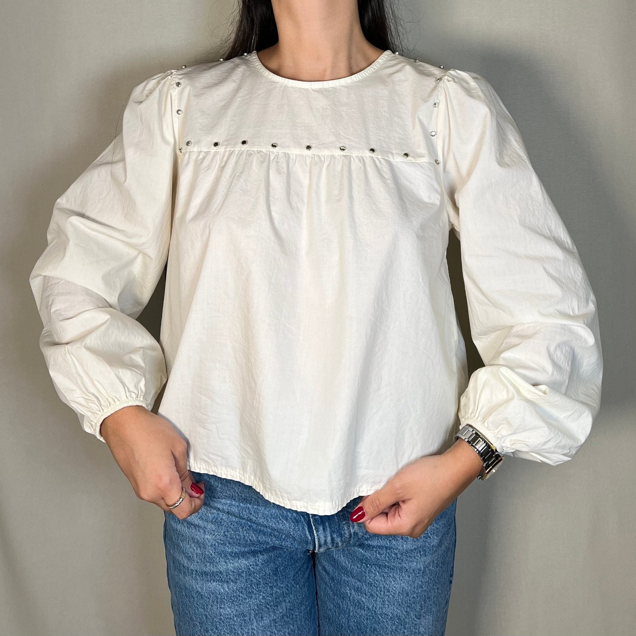BLUSA TACHAS BEIGE - Maro Studio