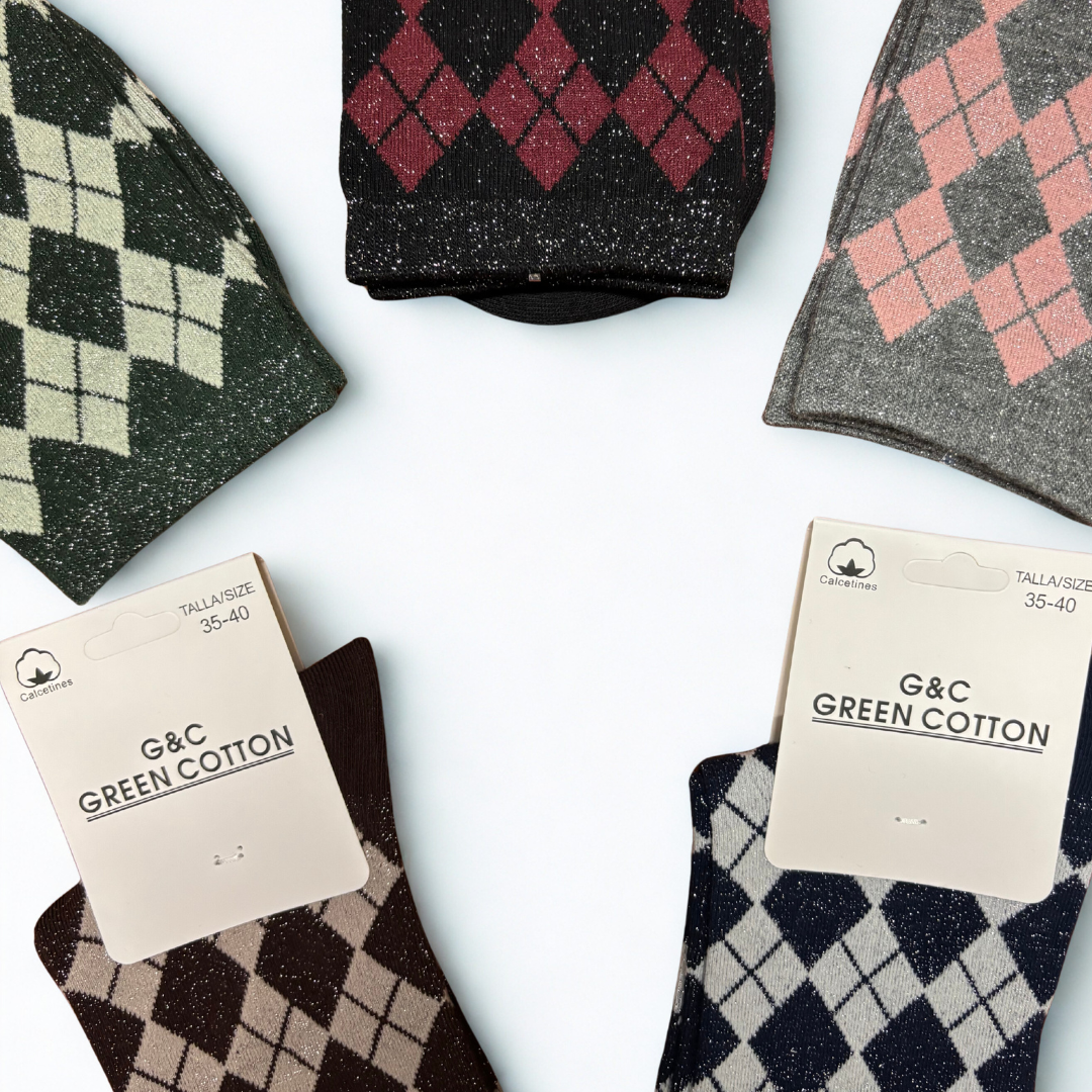 CALCETINES ROMBO BRILLO ALGODON