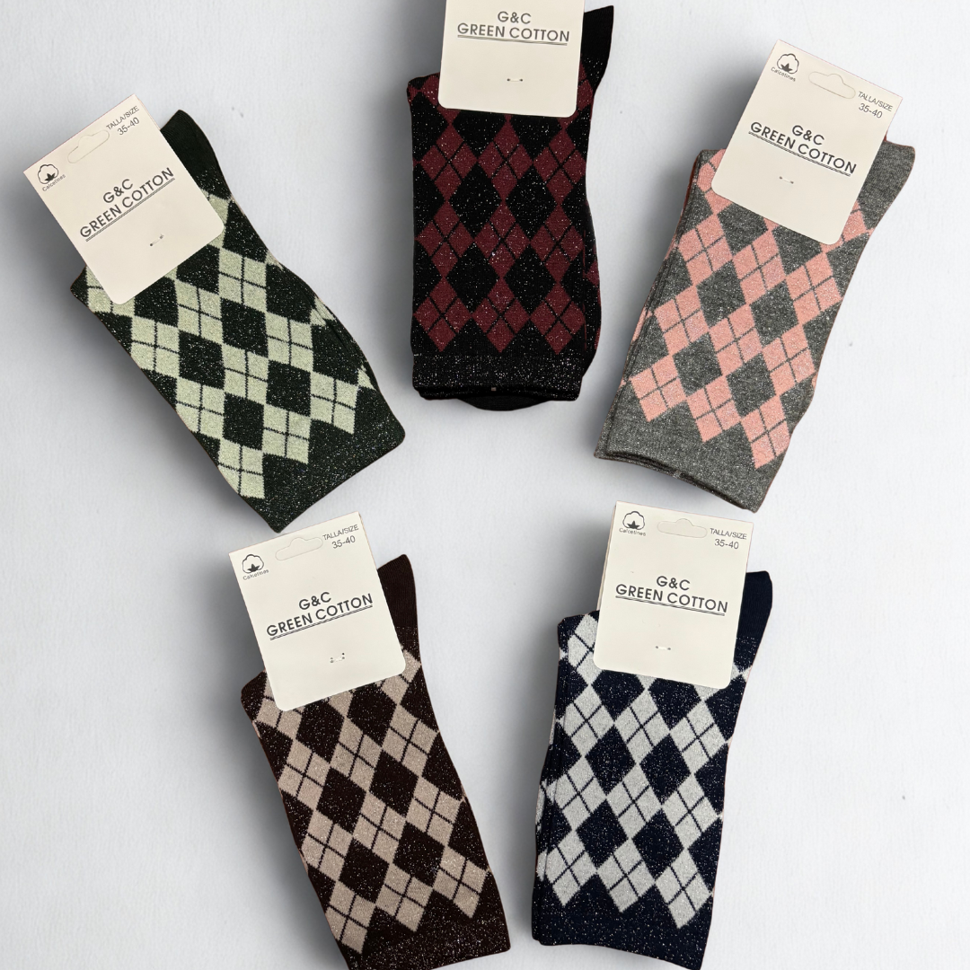 CALCETINES ROMBO BRILLO ALGODON