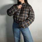 CHAQUETA BOMBER DE CUADROS MARRÓN - Maro Studio