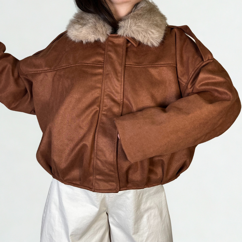 CHAQUETA ANTELINA MARRON CON PELOS