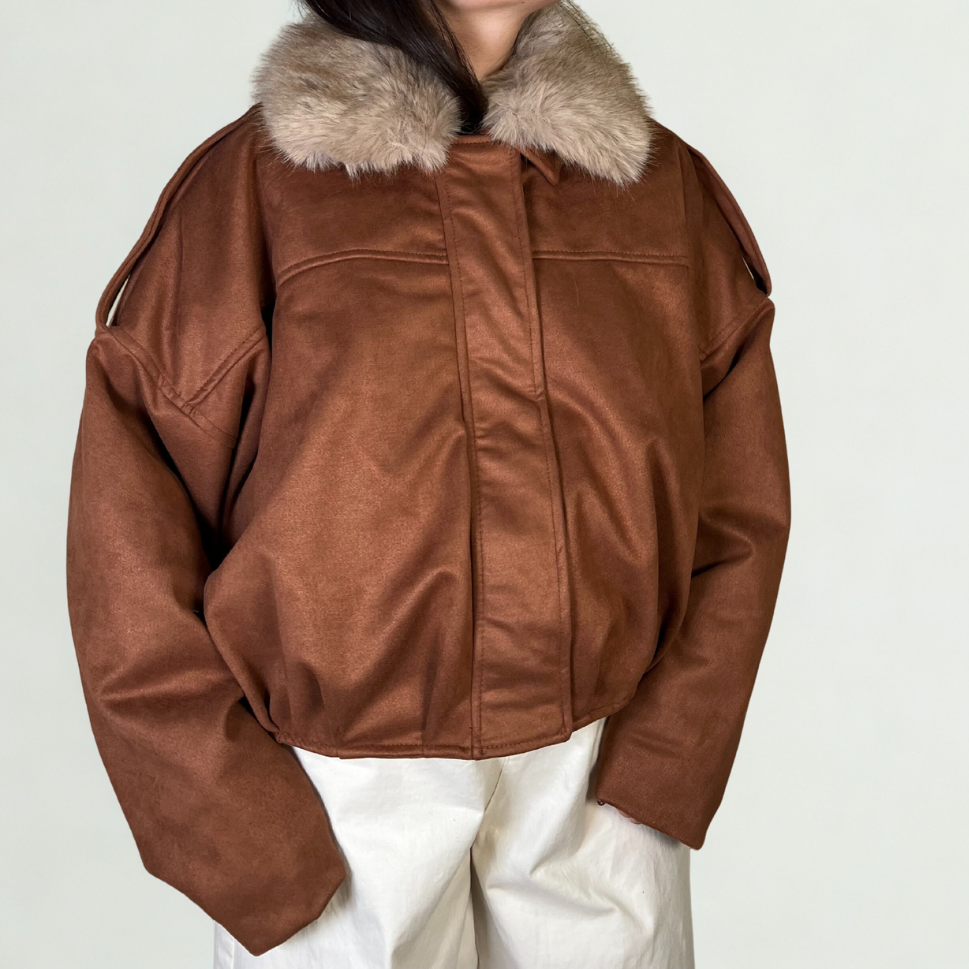CHAQUETA ANTELINA MARRON CON PELOS
