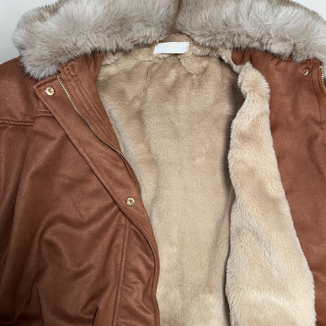 CHAQUETA ANTELINA MARRON CON PELOS