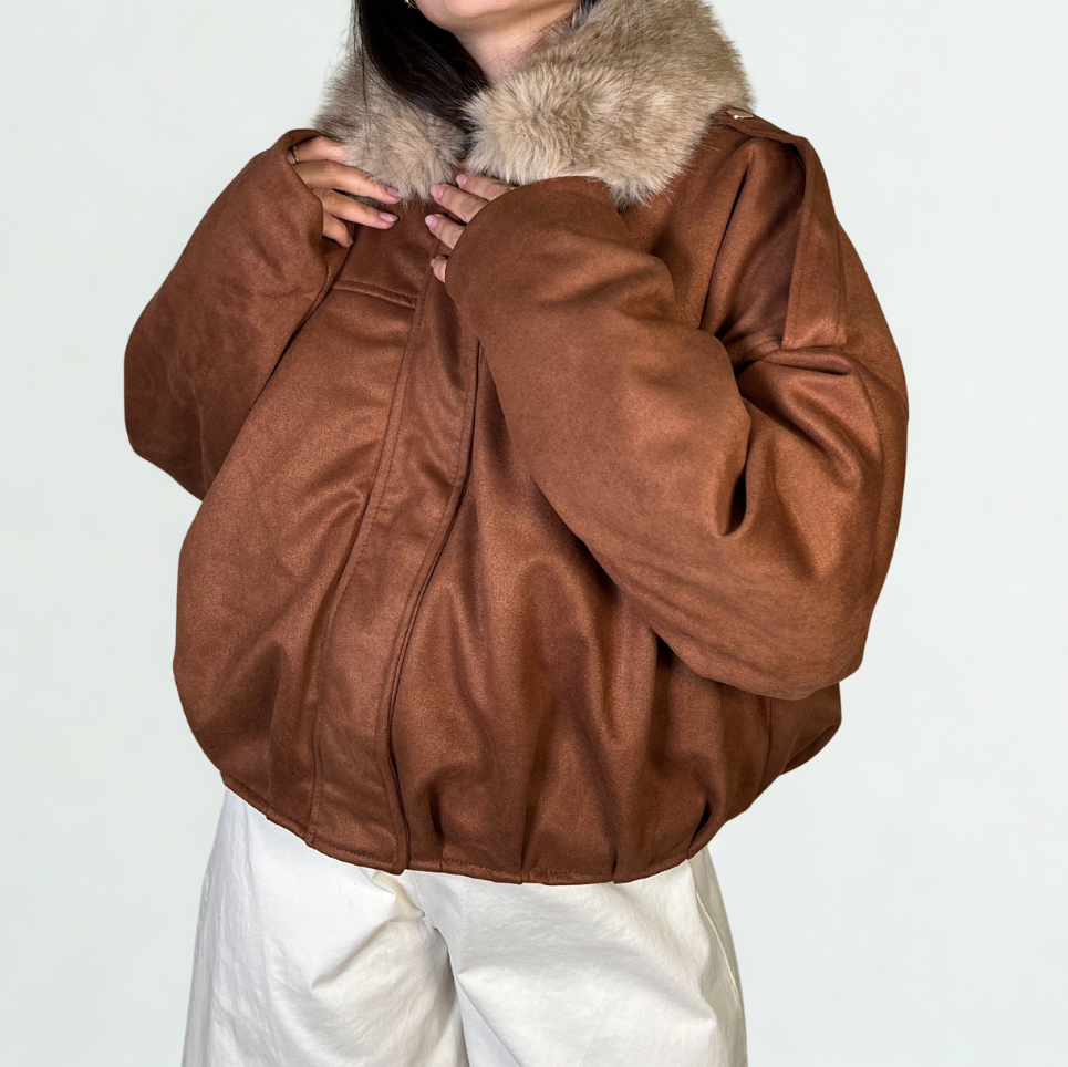 CHAQUETA ANTELINA MARRON CON PELOS