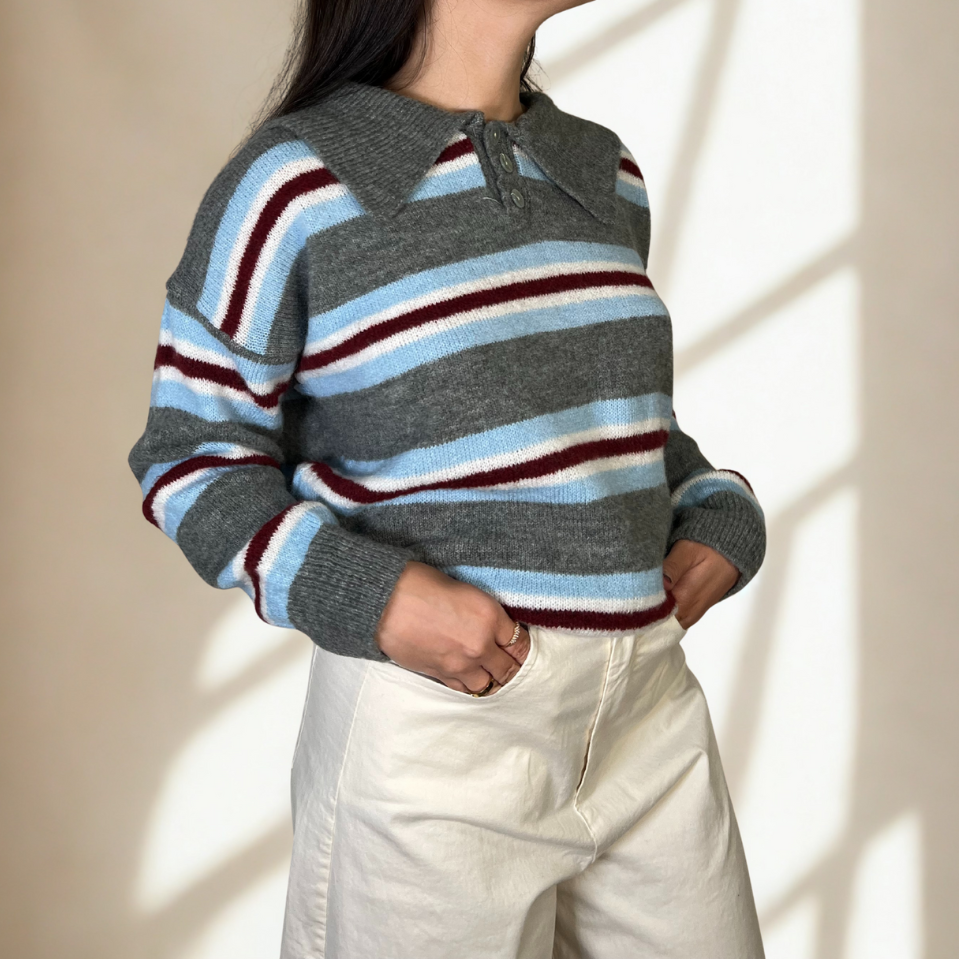 JERSEY PUNTO DE RAYAS GRIS