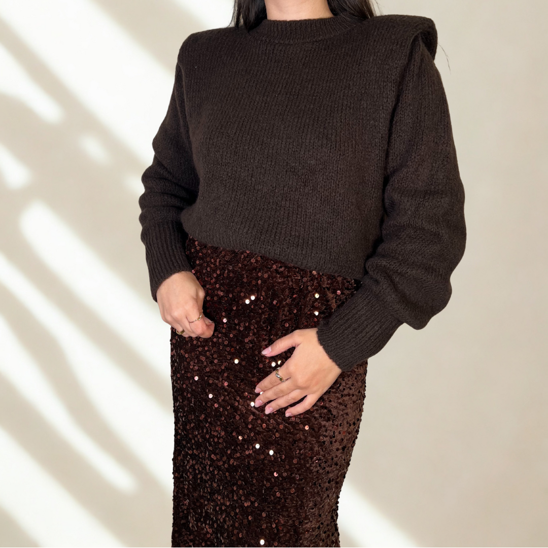 JERSEY PUNTO MARRÓN CON HOMBRERAS