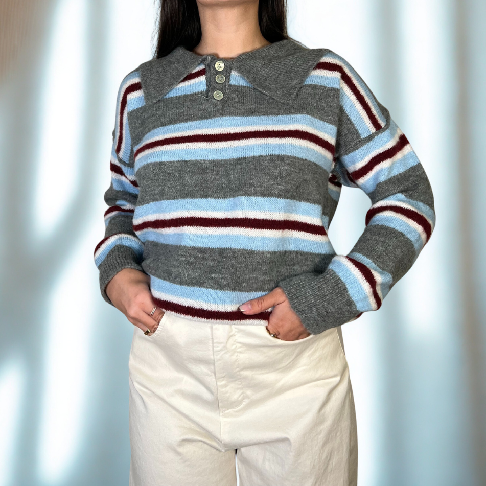 JERSEY PUNTO DE RAYAS GRIS