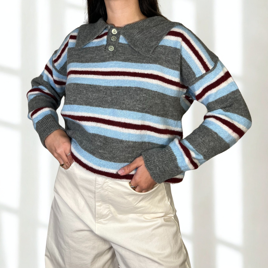 JERSEY PUNTO DE RAYAS GRIS