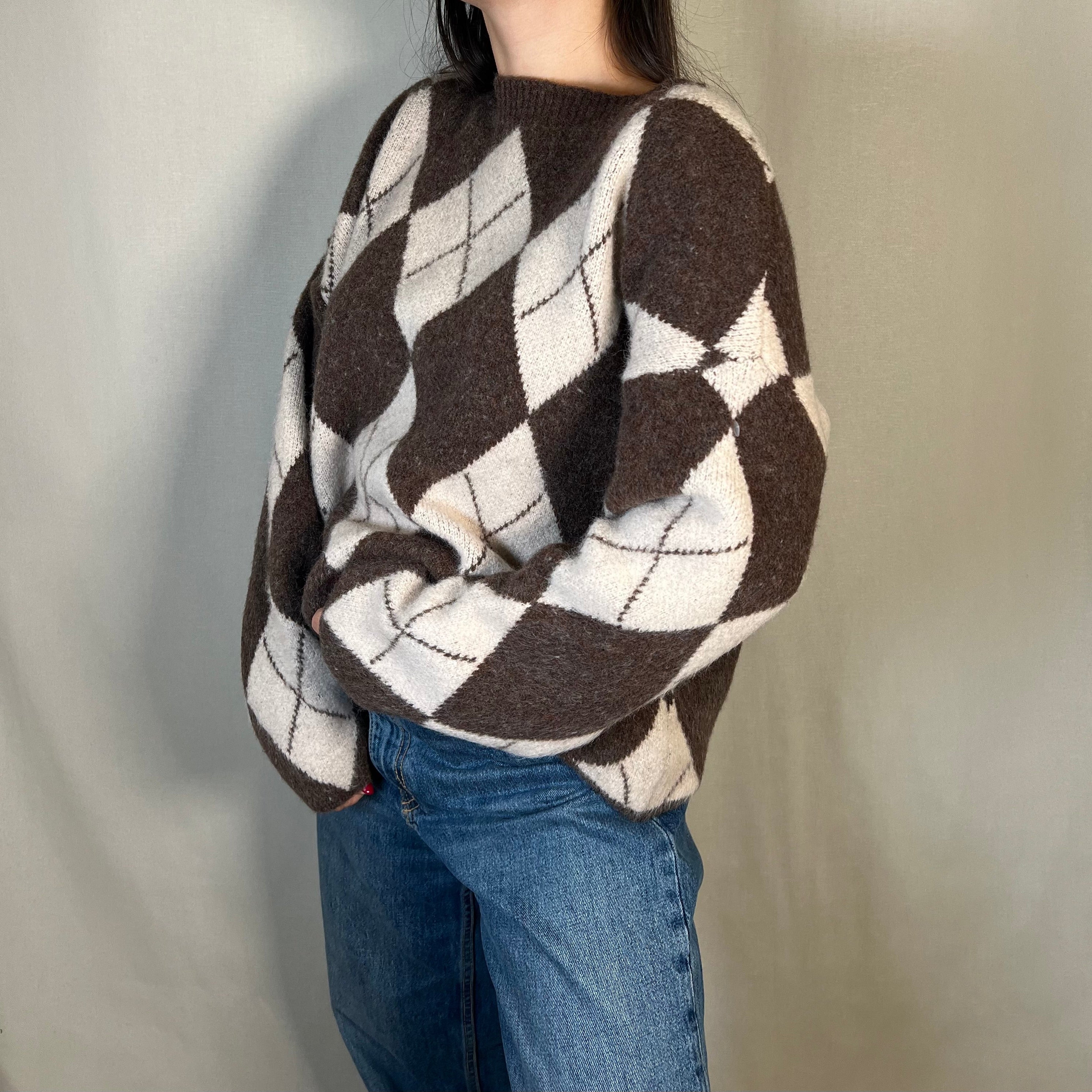 JERSEY DE PUNTO ROMBOS MARRÓN