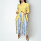 PANTALÓN BALLON RAYAS CELESTE Y AMARILLO - Maro Studio