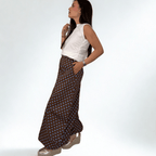 PANTALÓN BOMBACHO DE LUNARES CELESTE Y MARRÓN - Maro Studio
