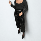PANTALÓN BOMBACHO NEGRO CON LENTEJUELAS - Maro Studio