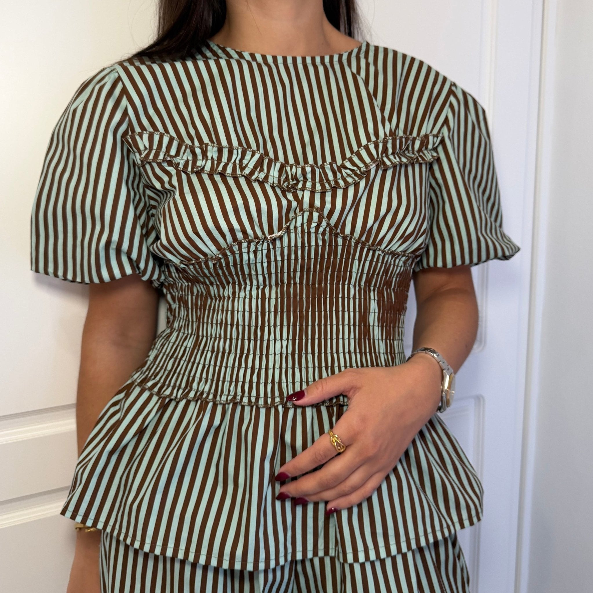 TOP EFECTO CORSET ESTAMPADO RAYAS - Maro Studio