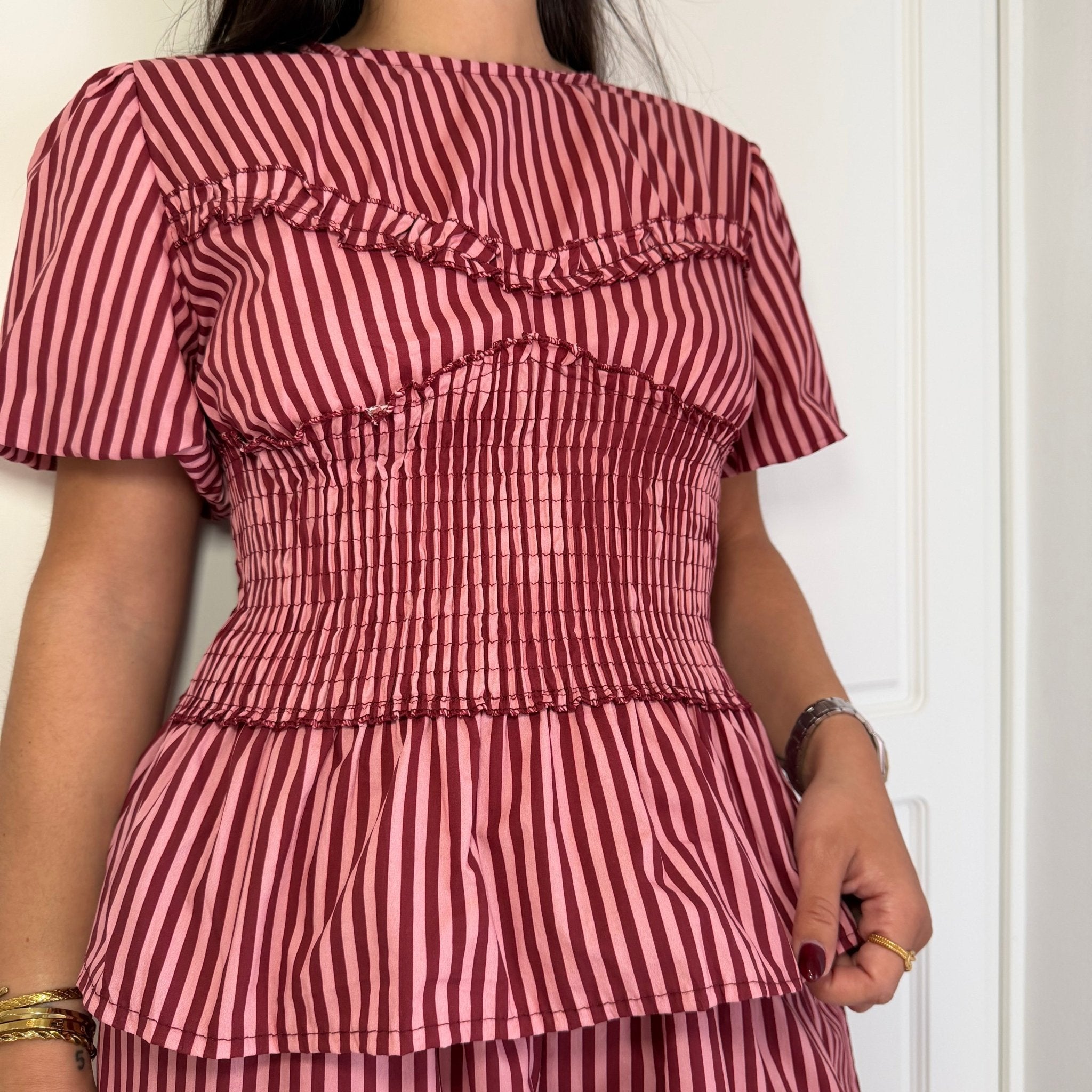 TOP EFECTO CORSET ESTAMPADO RAYAS - Maro Studio