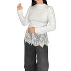 TOP ENCAJES DE MANGAS LARGAS BLANCO - Maro Studio