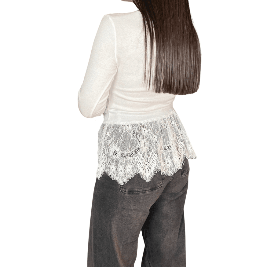 TOP ENCAJES DE MANGAS LARGAS BLANCO - Maro Studio