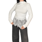 TOP ENCAJES DE MANGAS LARGAS BLANCO - Maro Studio