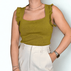 TOP VERDE DE PUNTO FINO CON ESCOTE EN FORMA DE U - Maro Studio