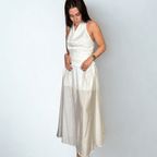 VESTIDO BLANCO ESCOTE HALTER - Maro Studio