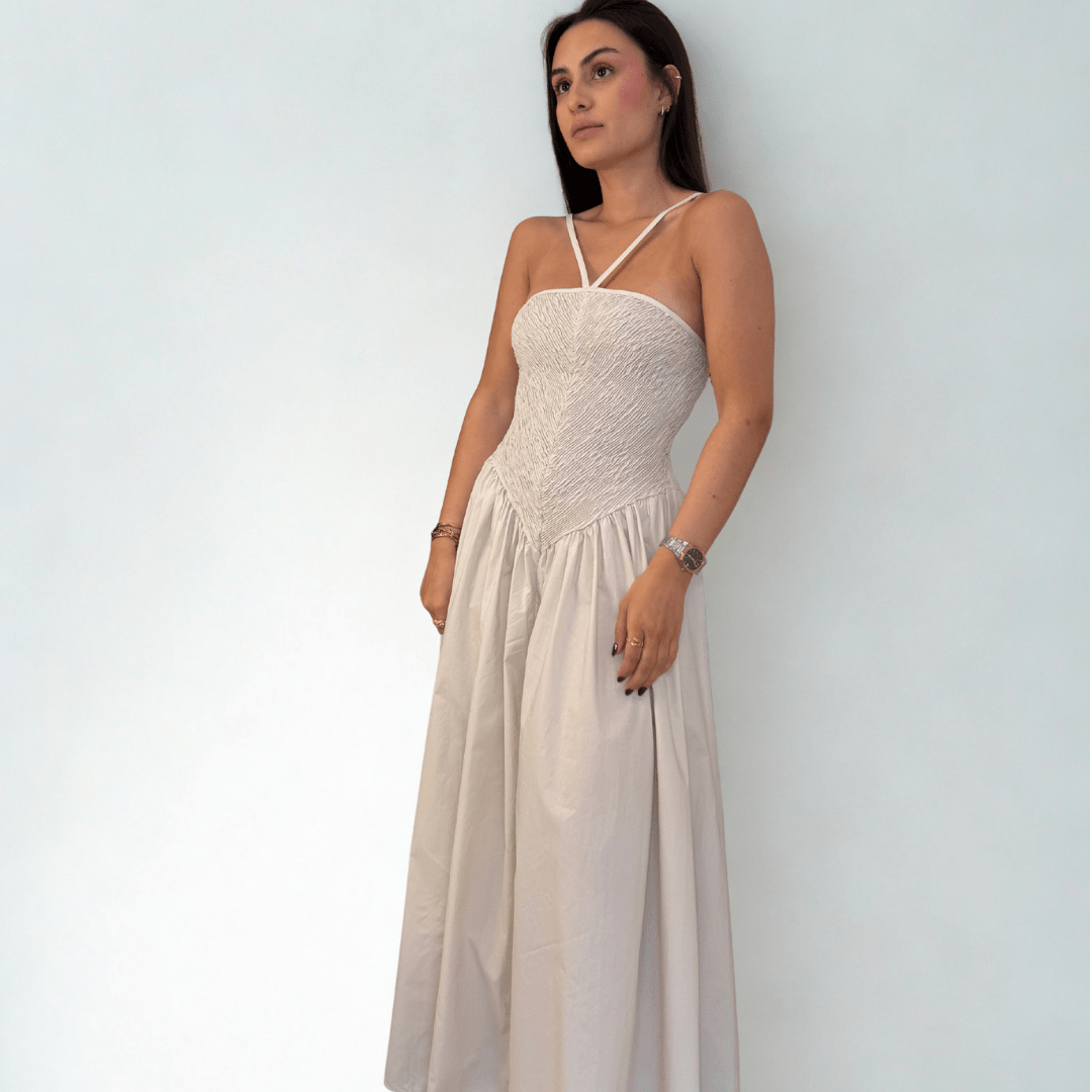 VESTIDO MIDI TORSO AJUSTADO - Maro Studio
